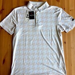 Yatta Golf Mens Polo‎ Shirt Houndstooth Print Athletic Performance Small 0393